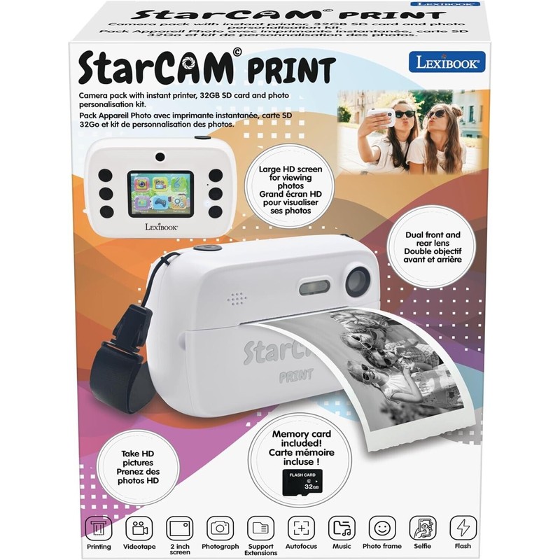 Lexibook StarCAM Print Camera with Instant Printer-Photo and Video Function-NEW