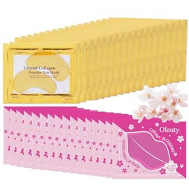 30 Pares De Máscaras De Labios Y Máscaras Para Los Ojos, 24 K Gold Gel Crystal Collagen Under Eye Parches Para Ojos Hinchados, Ojeras Y Arrugas,...   