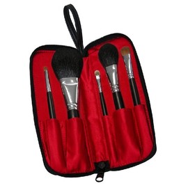Royal & Langnickel Silk Pro 5-Piece Professional Cosmetic Brush Set in a Faux Leather Zip Close Pouch
