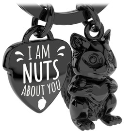 LANOLU Keyring Squirrel Nutcracker Lucky Charm Keyring Partner and for Best Friend Couple Gift Friend Metal, black