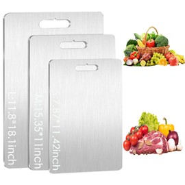 Titanium Cutting Board for Kitchen - Stainless Steel Cutting Board,Cutting Boards for Kitchen and Camping, Double Sided Food-Grade Chopping Board for Bread Fruit Meat and Vegetable, 7.87 * 11.42 inch