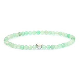 LAKADA Genuine Gemstone Bracelet with Faceted 4 mm Beads and Stainless Steel Heart Healing Stone Protective Stone Bracelet Lucky Charm Talisman Gift, Gemstone, Faceted gemstone