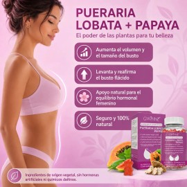 Gwynne Puro Natural Aumento Mamas Lifting Glúteos Pueraria Mirifica 1000mg Extracto Papaya 500mg Apoyo Crecimiento Mamario Piel Sana Estrógeno