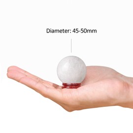 dssmboom 45-50mm Crystal Ball Ornament with Wooden Stand for Meditation, Decorative Feng Shui Crystal Sphere for Home Office and Chakra Balancing, Rock Quartz