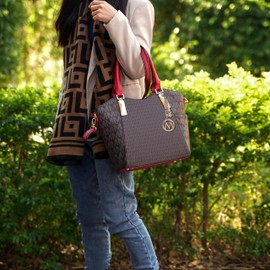 MKF Collection Signature Tote Bag for Women, Vegan Leather Handbag Purse, Crossbody Bag Top-Handle Shoulder Bag by Mia K