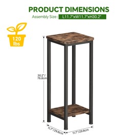 Homeiju 2-Pack Plant Stand Indoor, 2 Tier Wood Corner Plant Stand, Modern Square Plant Shelf Flower Stand for Living Room Patio Balcony Garden, Rustic Brown