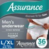 Assurance Men’s Maximum Absorbancy Underwear, L/XL , (36 Count)