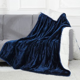 Alomidds Weighted Blanket Twin Size 12lbs 48x72 inches, Weighted Blankets for Adults, Flannel Heavy Blanket with Glass Beads,Great for Calming and Relax, Fluffy Soft Weighted Blankets,Navy