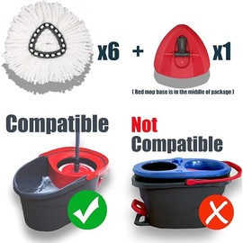 6 Pack Mop Replace Head Compatible with O Cedar EasyWring Spin Mop - Mop Refills 100% Microfiber, Deep Cleaning Machine Washable and Easy-to-Replace