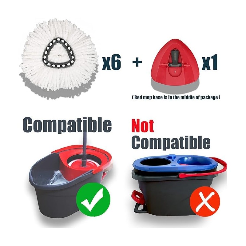 6 Pack Mop Replace Head Compatible with O Cedar EasyWring
