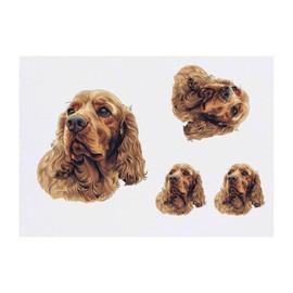 Azeeda 4 x 'Braunes Cocker Spaniel Hundeporträt' Temporäre Tattoos - Wasserfest, Hautfreundlich & Ungiftig · Transfers in Verschiedenen Größen (TO00074562)