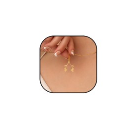 RAMUS KATEN Dainty Ring 14K Gold Plated Necklace Holder Flower Necklace Leaf Engagement Wedding Ring Keeper Wishbone Pendant Necklace For Nurse Doctor Wife Women Gift Jewelry, Brass, No Gemstone