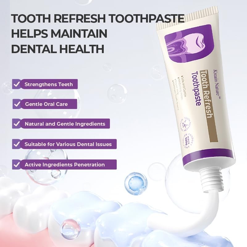 Tooth Refresh Toothpaste, Fresh Breath Formula Whitening Hydroxyapatite Toothpaste, Natural