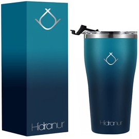 Hidranur Termo de Acero Inoxidable Doble Aislamiento Térmico, 30 Oz (887.206 ml), Termo para Café, Tapa Hermética Antifugas, Popote Incluido (Verde, 30 Oz (887.206 ml))