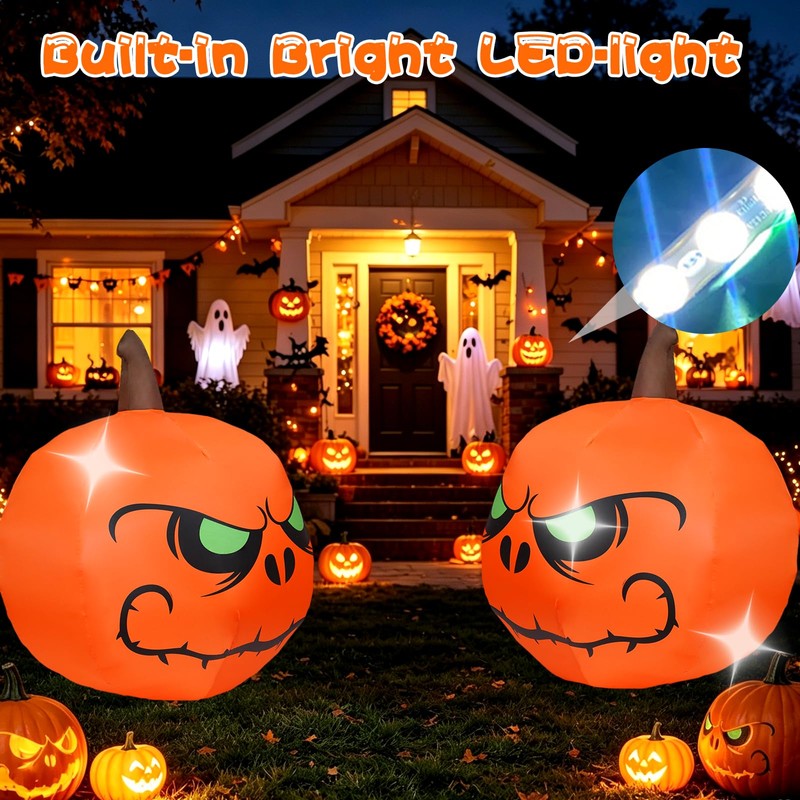 PIPIMOUSE 4 FT Halloween Inflatables Pumpkin Outdoor Decorations