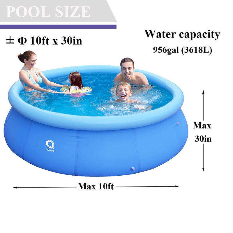 Inflatable Top Ring Swimming Pool, Blue (10ft x 30in)