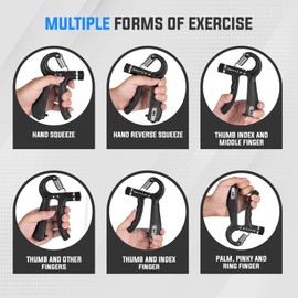 EcoVenture- Grip Strength Trainer Set (5 Piece), Forearm Strengthener, Forearm Adjustible Trainer Grip Exercise, No Slip, Adjustable Resistance