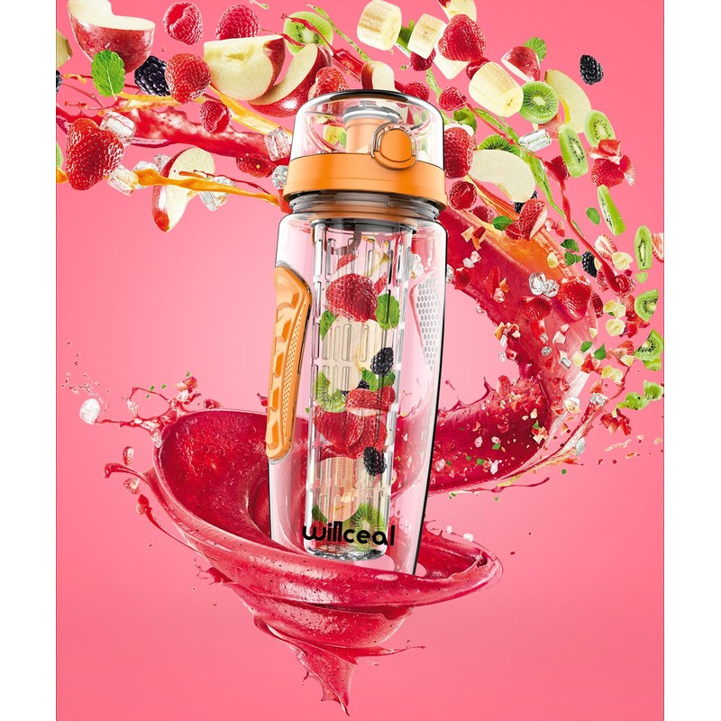 willceal Fruit Infuser Water Bottle 32oz Durable, Large - BPA