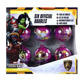 1 x Guardians of The Galaxy 6PC Christmas Tree Tin Baubles Decoration Pack - 7.5cm x 7.5cm - Featuring 6 Different Designs.