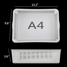 Lesbin Plastic Storage Trays Baskets, Organizing Baskets, Set of 4 (White)