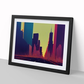 Cyberpunk New York Skyline Vol.3 H1022 Framed Print for Living Room Bedroom Home Office Décor, Wall Art Picture Ready to Hang, Black A4 Frame (34 x 25 cm)