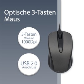 MediaRange kabelgebundene 3-Tasten Maus, mit optischem Sensor, schwarz/grau