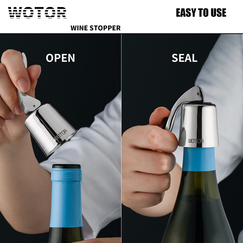 WOTOR Wine Stoppers Stainless Steel Wine Bottle stopper Plug with