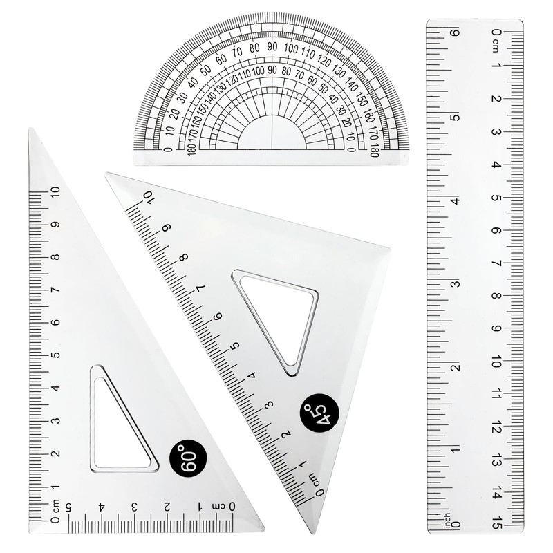 Mabor Small Maths Set,Clear Ruler and Protractor,Fast to Read Easy