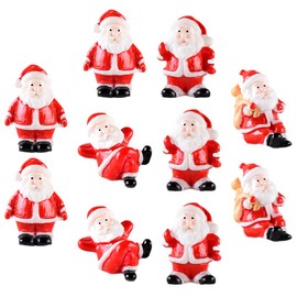 Ciieeo 10pcs Small Santa Figurines Red Miniature Santa Ornament Tiny Snowman Figures Resin Mini Snowman