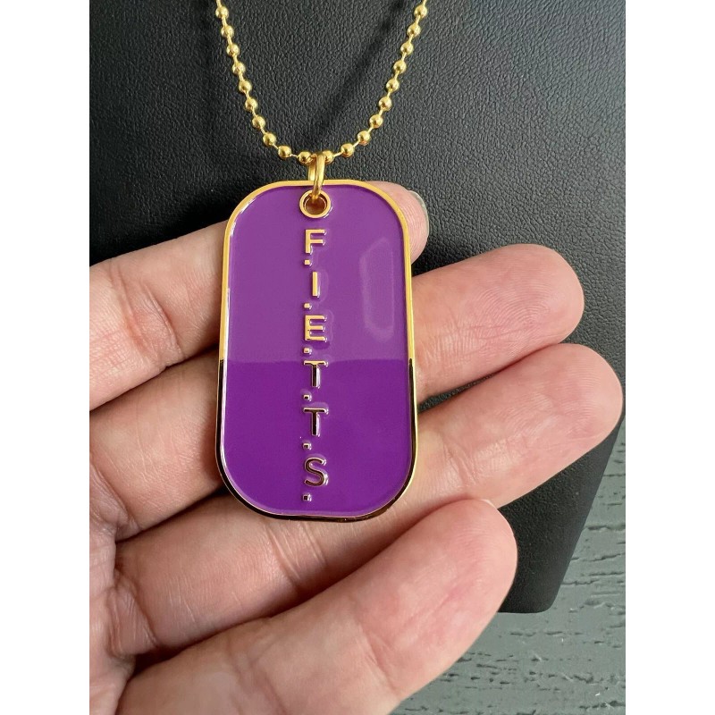 D9 Greeks Omega Psi Phi Double Sided Dog Tag Purple