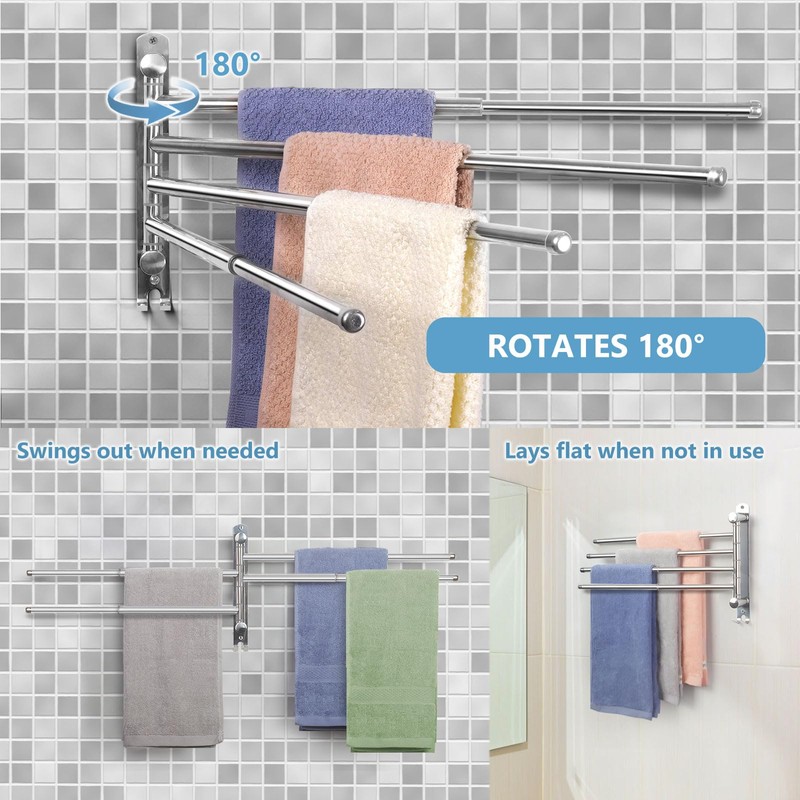 Adjustable Bathroom Towel Rack JSVER SUS304 Stainless Steel Towel Rack