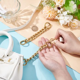 UNICRAFTALE Pack of 2 purses extension chain, 15.5 cm, golden bags, extension chains, bags, replacement accessories with spring gate ring, purses, chain strap, replacement for making handbags