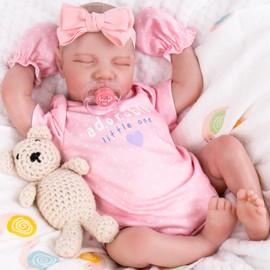 Aori Reborn Baby Dolls Clothes 17 inch Outfit 7 Pcs Pink Clothing Set for 17-20 Inch Realistic Newborn Dolls