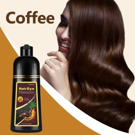 Fedulili Instant Coffee Hair Dye Shampoo for Gray Hair 3 in 1, Natural Hair Color Shampoo for Women Men Brown Colors in 10-15 mins, 100% Coverage Long Lasting Brown Hair Dye 17.5 Fl Oz
