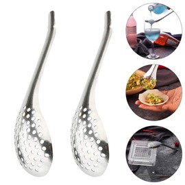 Toyandona 2 Pieces Sphering Spoon, Slotted Spoon, Stainless Steel Molecular Mixologist Bar Spoon, Strainer Spoon for Kitchen Kitchenware (Silver)