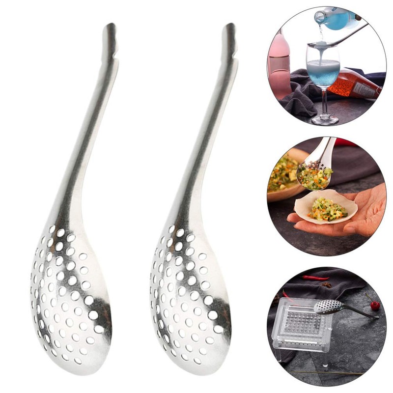 Toyandona 2 Pieces Sphering Spoon, Slotted Spoon, Stainless Steel Molecular