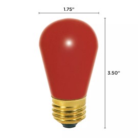 Satco 12 Pack RED Patio String Light Sign Bulb 120V 11W S14 Medium E26 Base 11S14/R