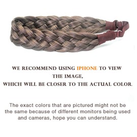 DIGUAN 5 Strands Synthetic Hair Braided Headband Classic Chunky Wide Plaited Braids Elastic Stretch Hairpiece Women Girl Beauty accessory, 56g (#Gray Brown)