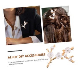 Mikinona Alloy Pearl White Flower Branch Decor 5pcs Set Elegant DIY Accessories for Clothing