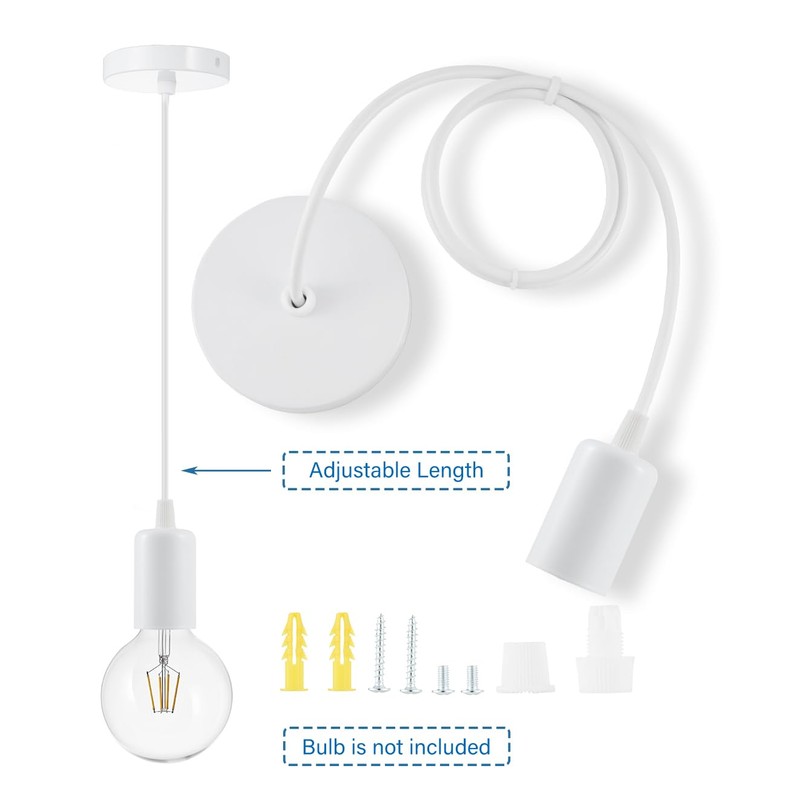 Vecys White Pendant Light Fitting,Ceiling Fitting Set with 100cm Adjustable