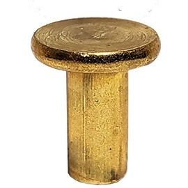 3/16" Dia. X 3/8" Length - Brass Solid Rivet, Flat Head, Plain Finish, (Pack of 1LB - Approximately 190 Pieces)