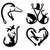 Land Air Sea Hunting Decal 4 Pack: Hook Antler Duck,