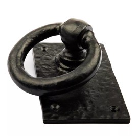 Ebros Gift Cast Iron Rustic Deluxe Oxford Ring Swivel Door Knocker With Strike Plate Decor