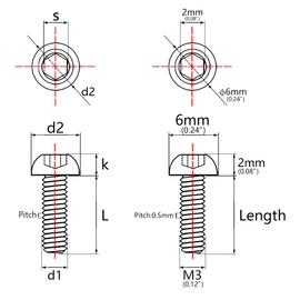 Wanyifa Titanium Bolt M3 8 10 15mm Allen Key Head Screws for Bicycle Pack of 4 (Black, M3x15mm)