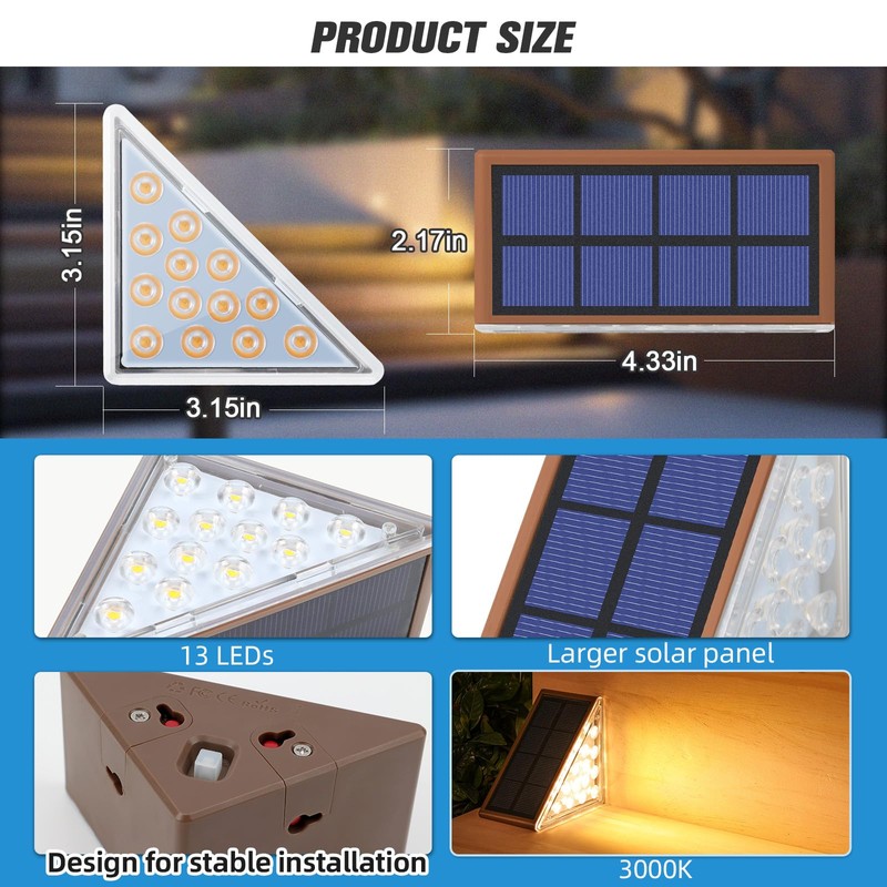 NIORSUN Solar Step Lights for Outside,16 Pack Warm White Outdoor