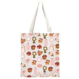 VAMSII Romantic Picnic Tote Bag Camping Lover Gift Heart Shaped Pizza Shopping Bag for Picnic Lovers, Heart Shaped Pizza
