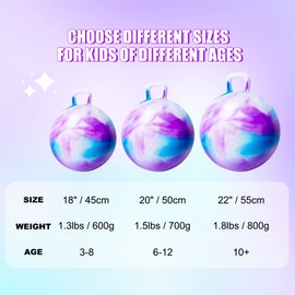 INPODAK Space Hopper for Kids 8 to 12, 22 Inches Hopping Ball for Age 9 10 11, Jumping Ball with Handle, Hop Ball Toy for Child Boys Girls Indoor Outdoor Garden Yard Game
