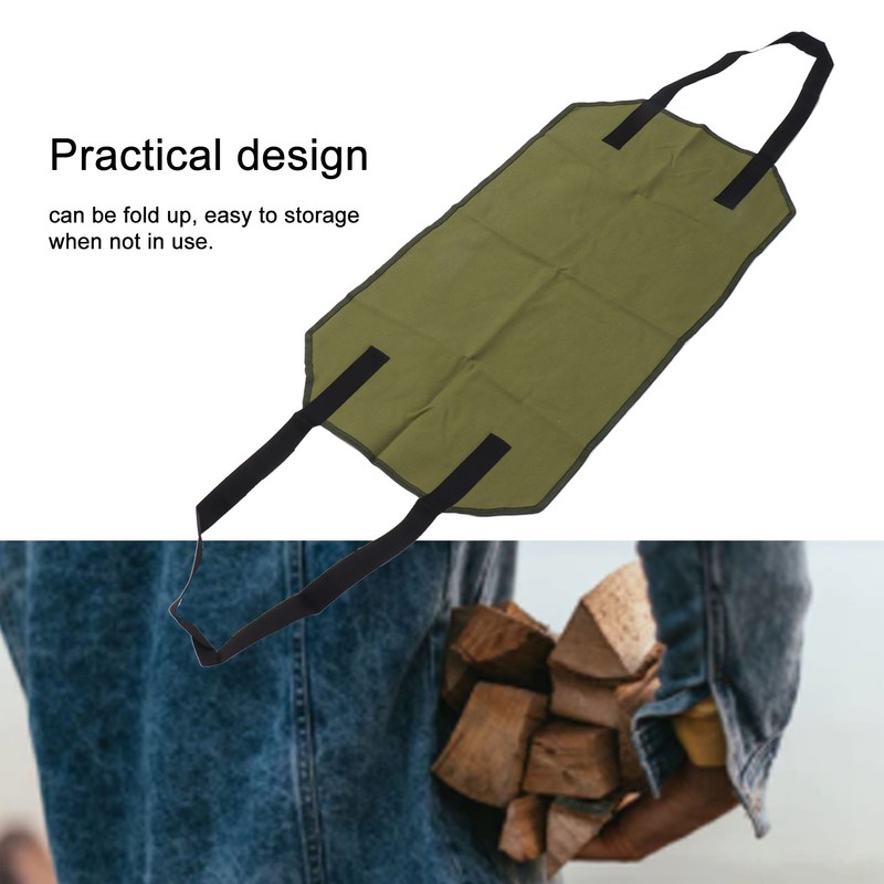 Large Canvas Firewood Carrier Log Bag Indoor Fireplace Log Carrier