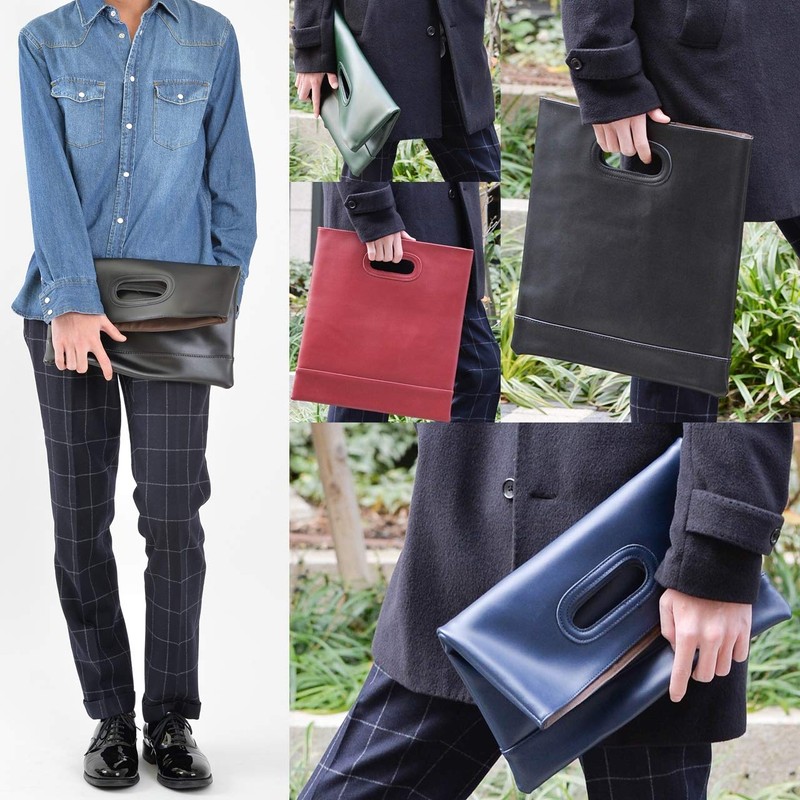 Phlox Clutch Bag, Men's, Weddings, Genuine Leather, Brand, A4 Leather,