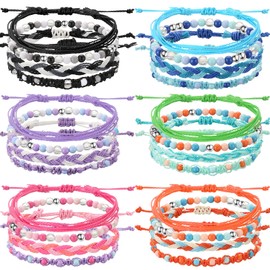 Hicarer 24 Pieces Friendship Bracelet Adjustable Ethnic Style Beaded Woven Stretch Cute Bracelets With Sliding Knot for Girls Women Jewelry (Assorted Style)